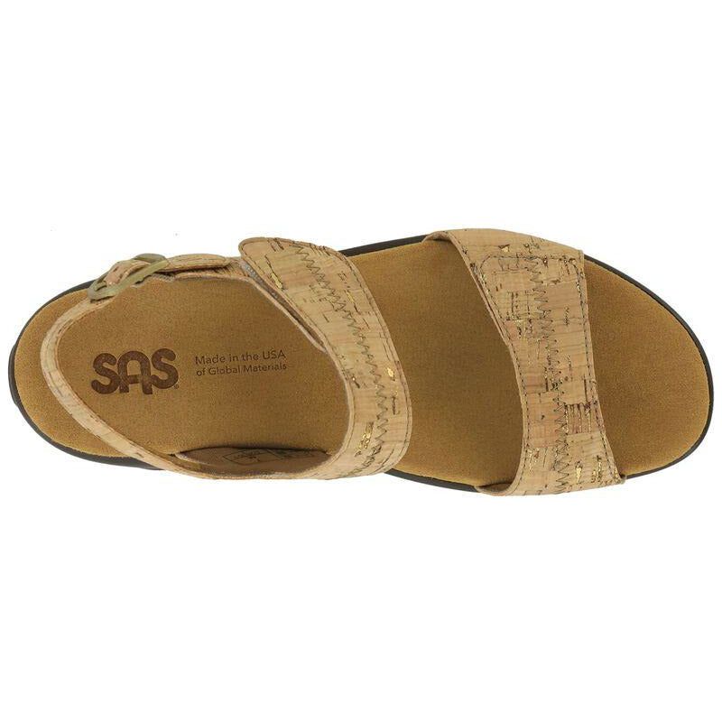 SAS Women's Nudu Heel Strap Sandal in Golden Cork  Women's Footwear
