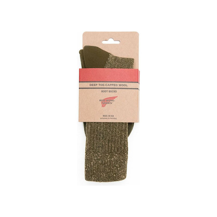 Red Wing Deep Toe Capped Wool Socks in Olive/Khaki  Accessories