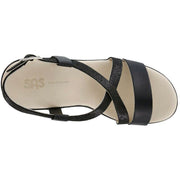 SAS Women's Delight Cross Strap Wedge Sandal in Black Web