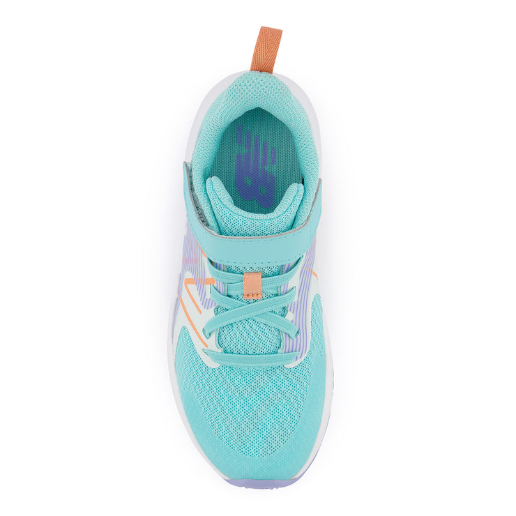 New Balance Kids Rave Run v2 Bungee Cord With Top Strap in Surf with Peach Glaze and Magic Hour  